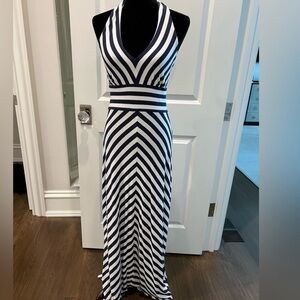Banana Republic Navy and White Chevron stripes Maxi Dress